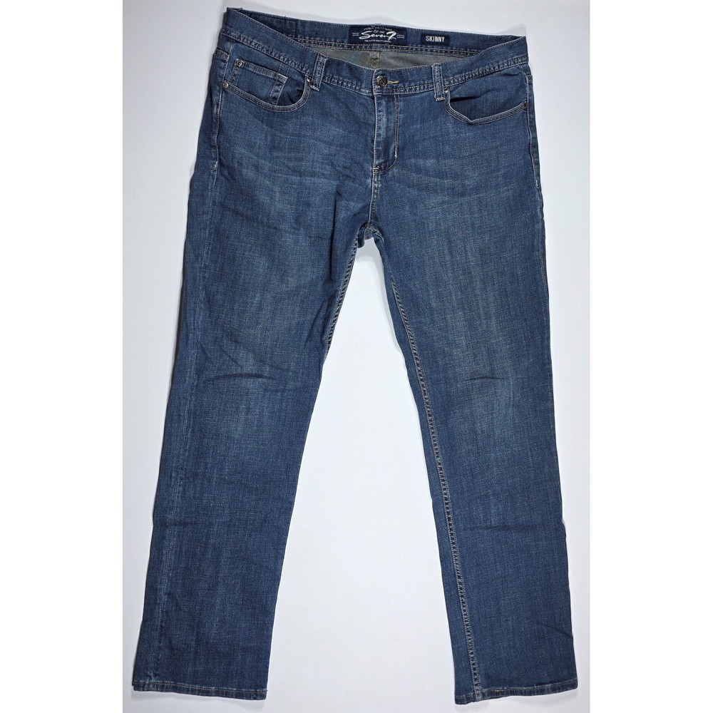 Seven7 Mens Skinny Jeans Medium Wash Denim 38x34 Blue Cotton Stretch Pants